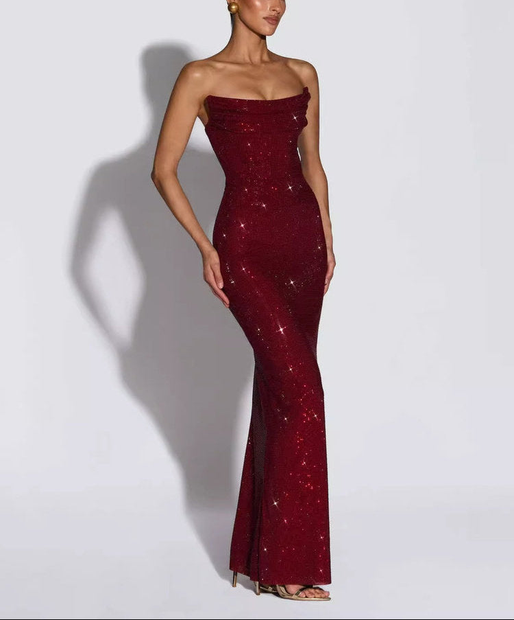 Rhinestone bustier gown (preorder/ 2 colours)