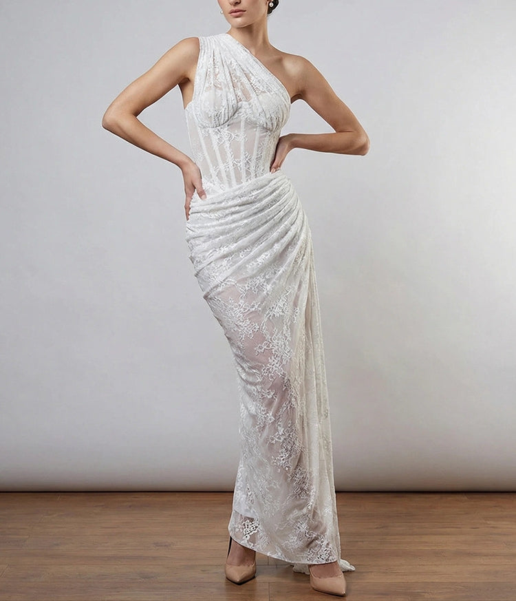 Rosette lace gown (preorder/ 3 colours)