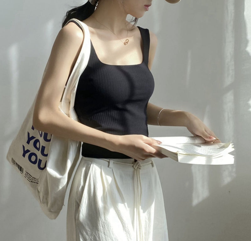 Tank Top with Built-in Paddings (ready stock in S&XL (black&white)/ 5 colours)