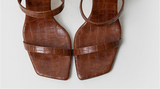 Croc embossed sandal heels (preorder/ 3 colours)