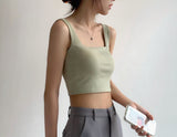 Cropped Tank Top with Built-in Paddings (ready stock in yellow (M&XL)/ 5 colours)