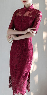 Hudson cheongsam dress (ready stock in grey (M) and pink&red (L)/3 colours)