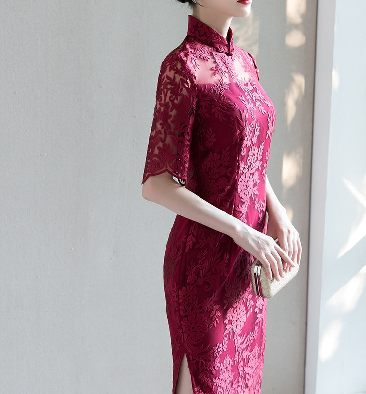 Hudson cheongsam dress (ready stock in grey (M) and pink&red (L)/3 colours)